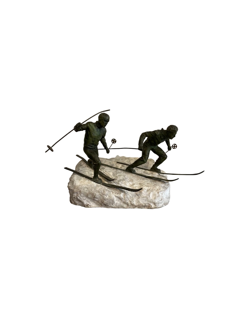 Art Deco Bronze group of Skiers 