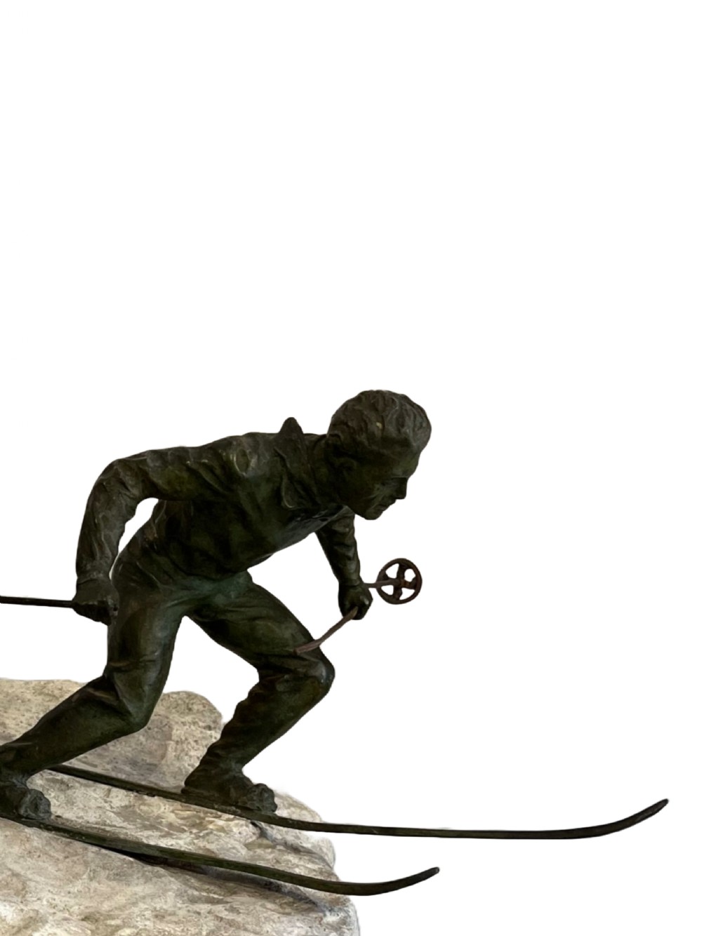 Art Deco Bronze group of Skiers  View III