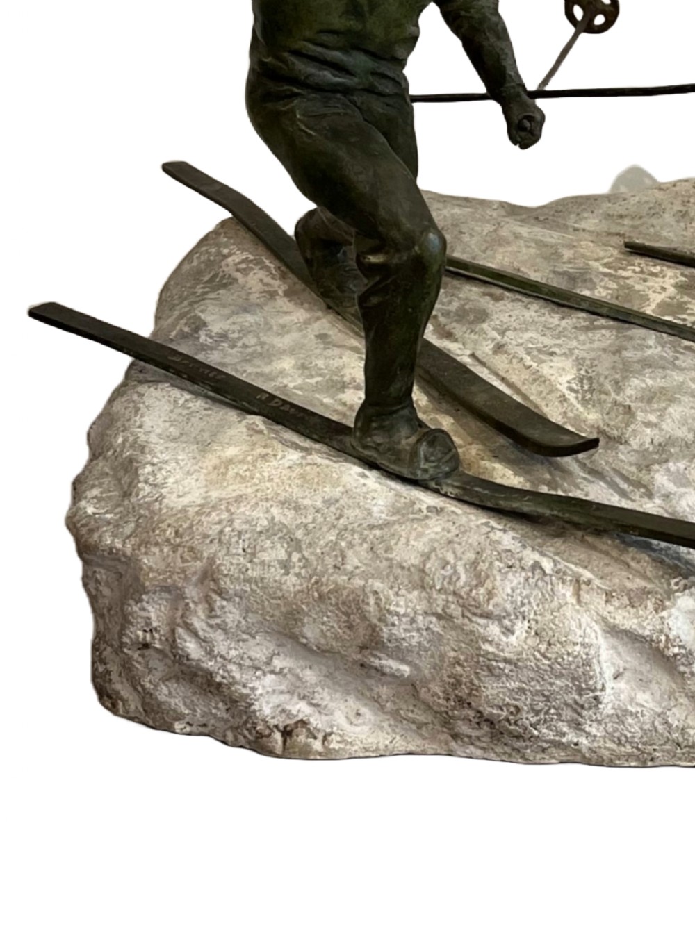 Art Deco Bronze group of Skiers  View V