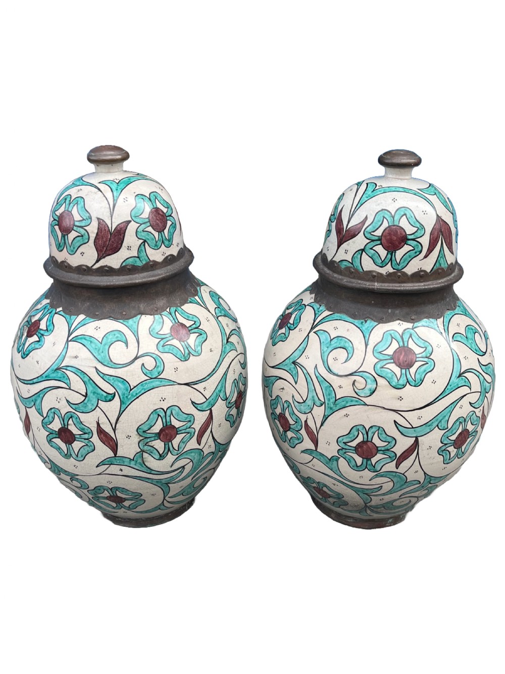Large pair of Iznik style vases