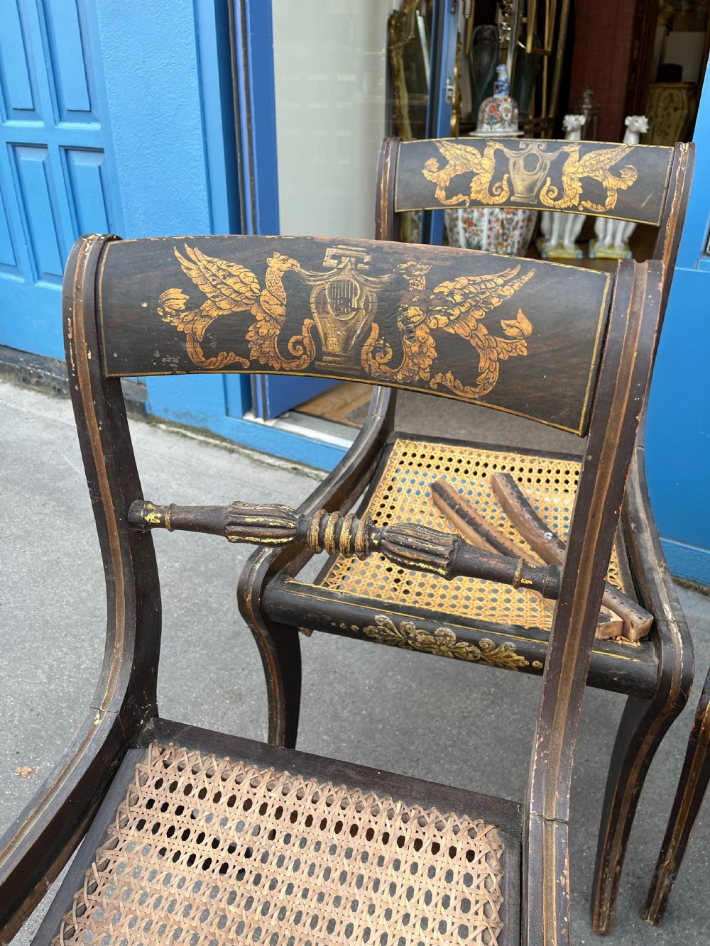 Set of 8 regency painted chairs  View V