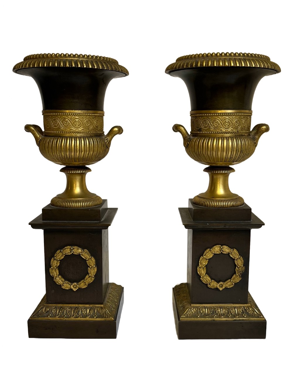 Bronze and ormolu neoclassical campana urns