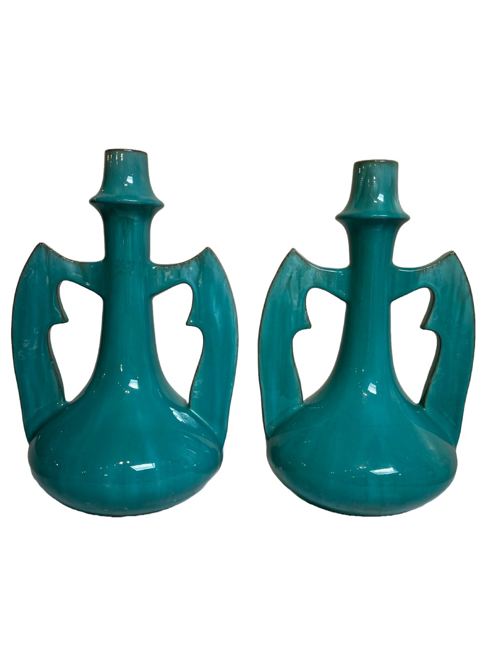 Clement Massier - pair of turquoise glaze vases