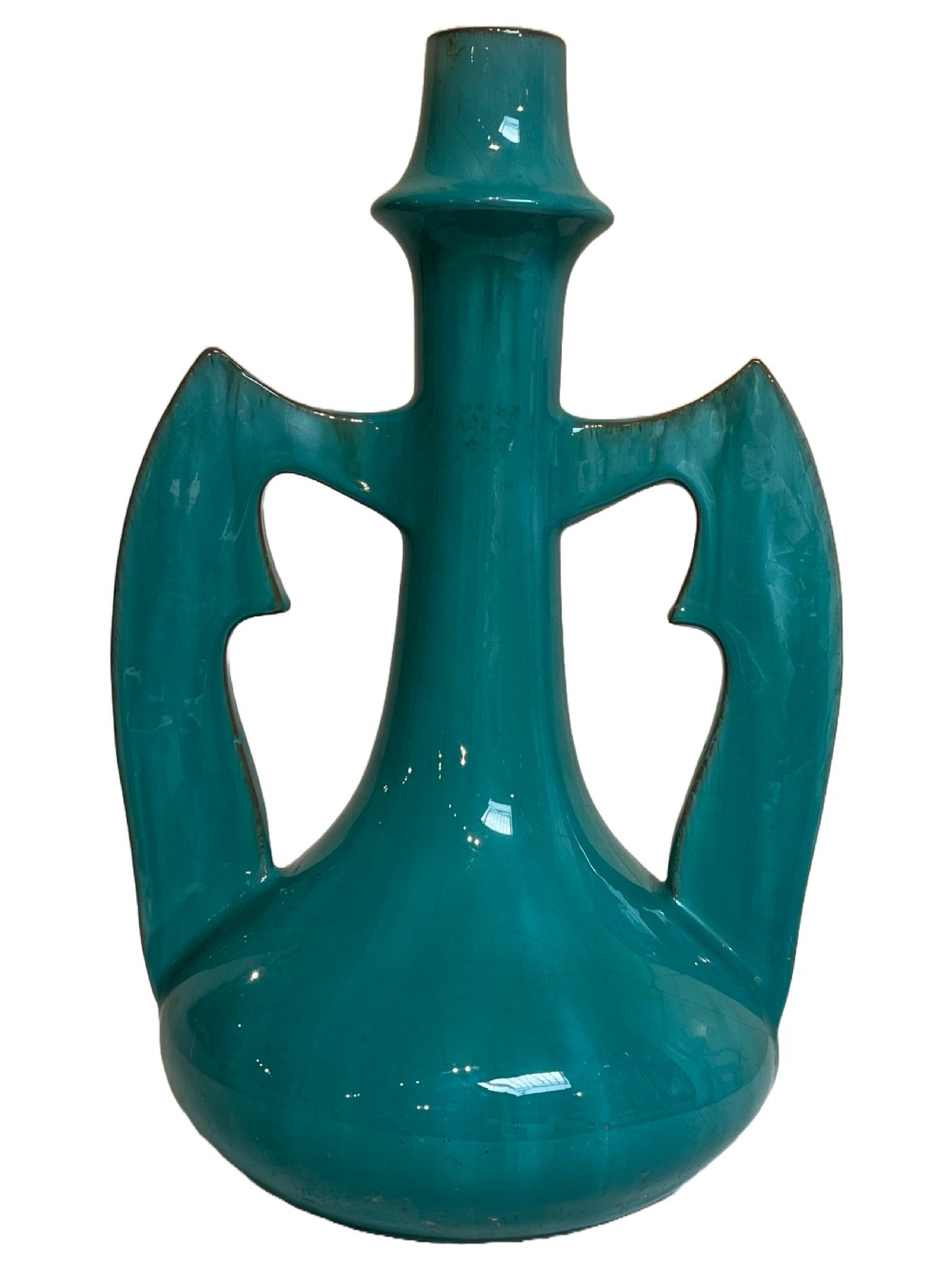 Clement Massier - pair of turquoise glaze vases View III