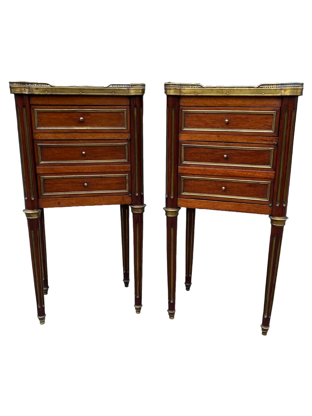 Louis XVI style mahogany bedside cabinets