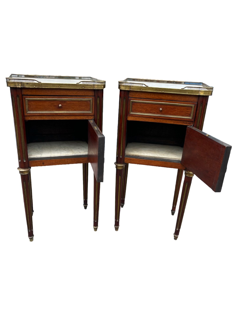 Louis XVI style mahogany bedside cabinets View II
