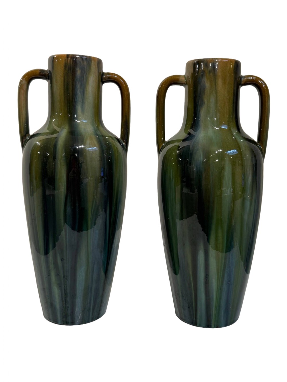 Jerome Massier pair of green vases 