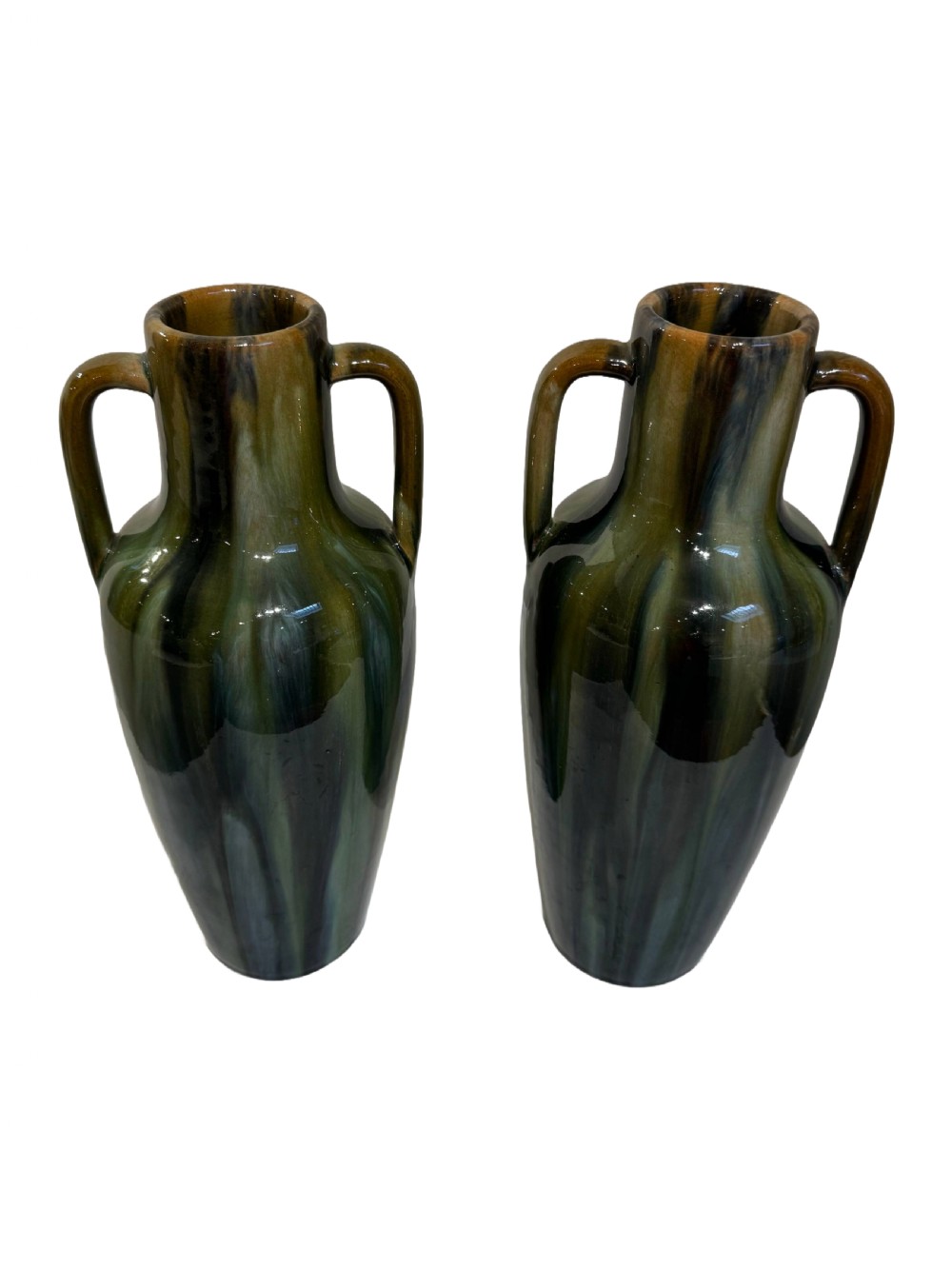 Jerome Massier pair of green vases  View II