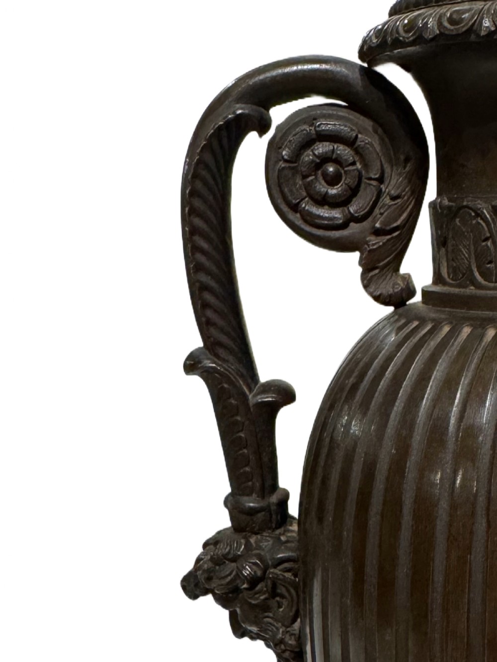 Antique French neoclassical bronze urns View VI