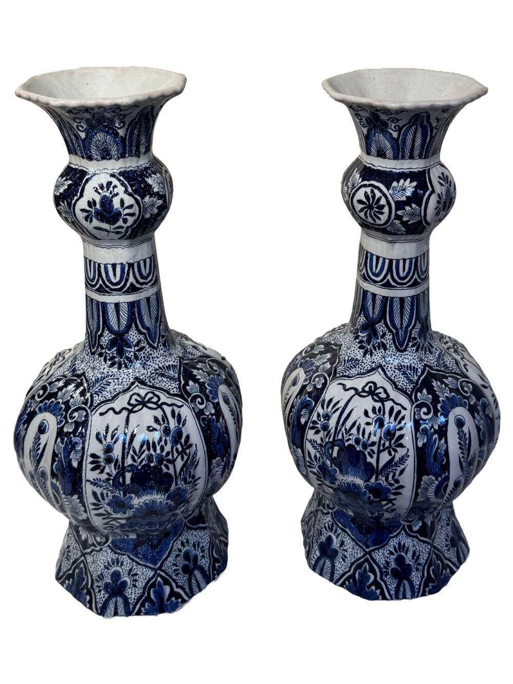 Large pair of antique delft vases 