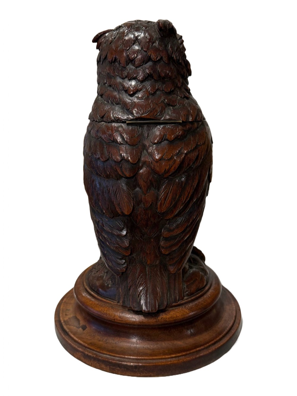Black Forest carved owl tobacco jar View IV