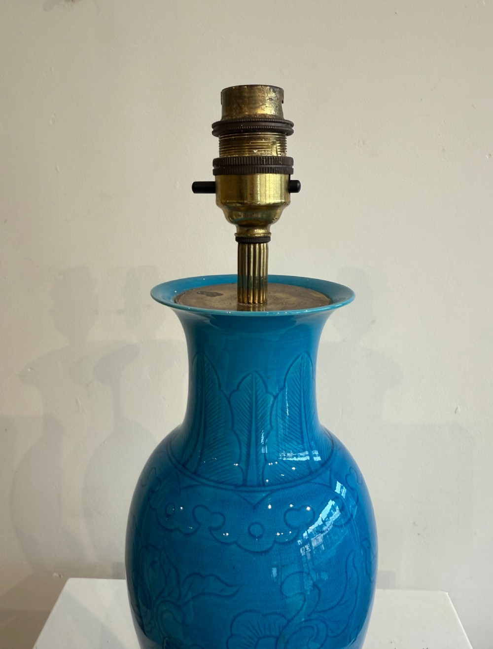 Pair of Chinese turquoise lamps View IV