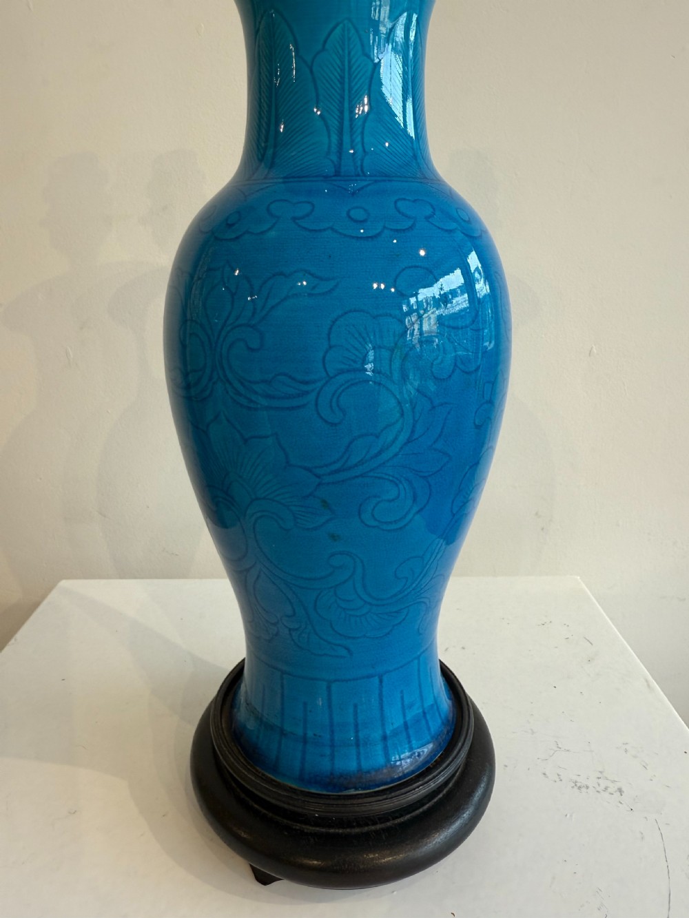 Pair of Chinese turquoise lamps View V