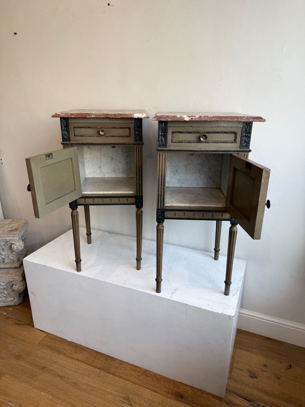Antique French bedside cabinets View III