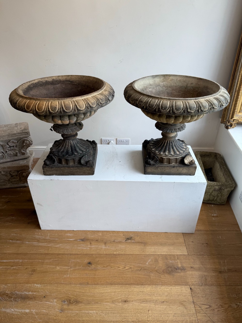 Pair of terracotta garden pots View II