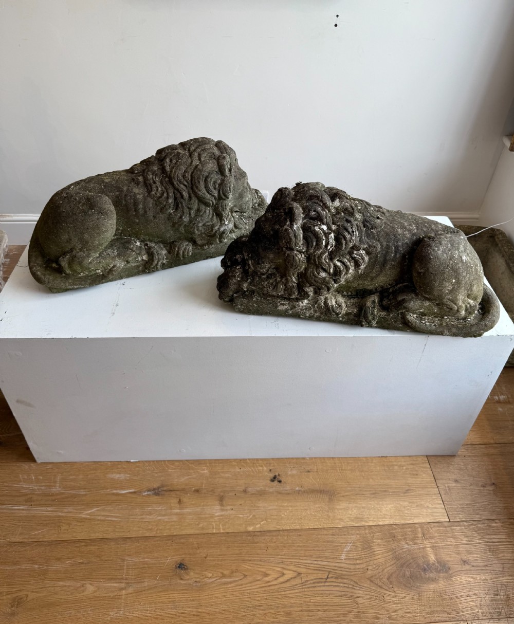 Pair of Canova lion garden statues  View IV