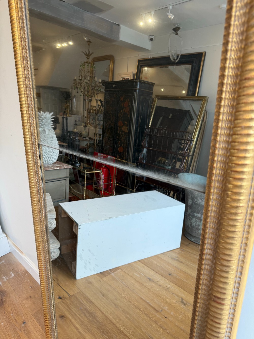 Massive French antique ripple frame gilt mirror View V