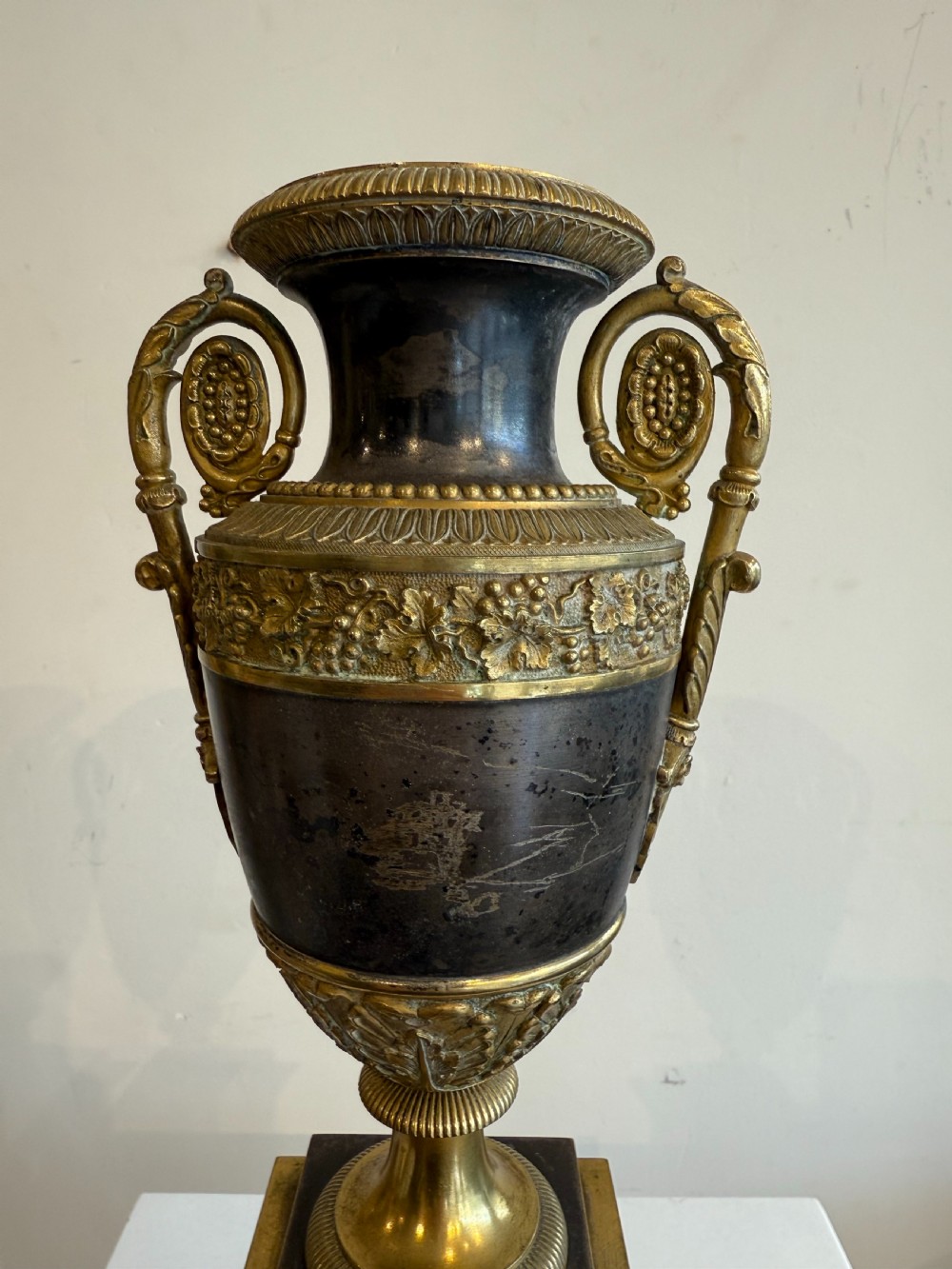 Empire polished steel and ormolu cassoulets  View III