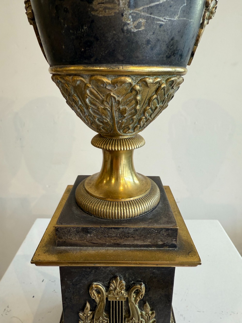 Empire polished steel and ormolu cassoulets  View V