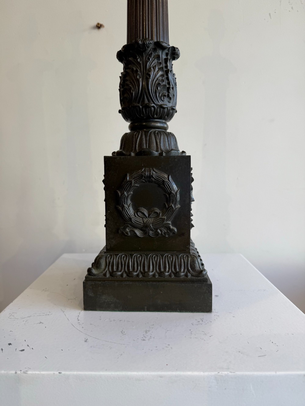 Antique bronze column lamps View VI