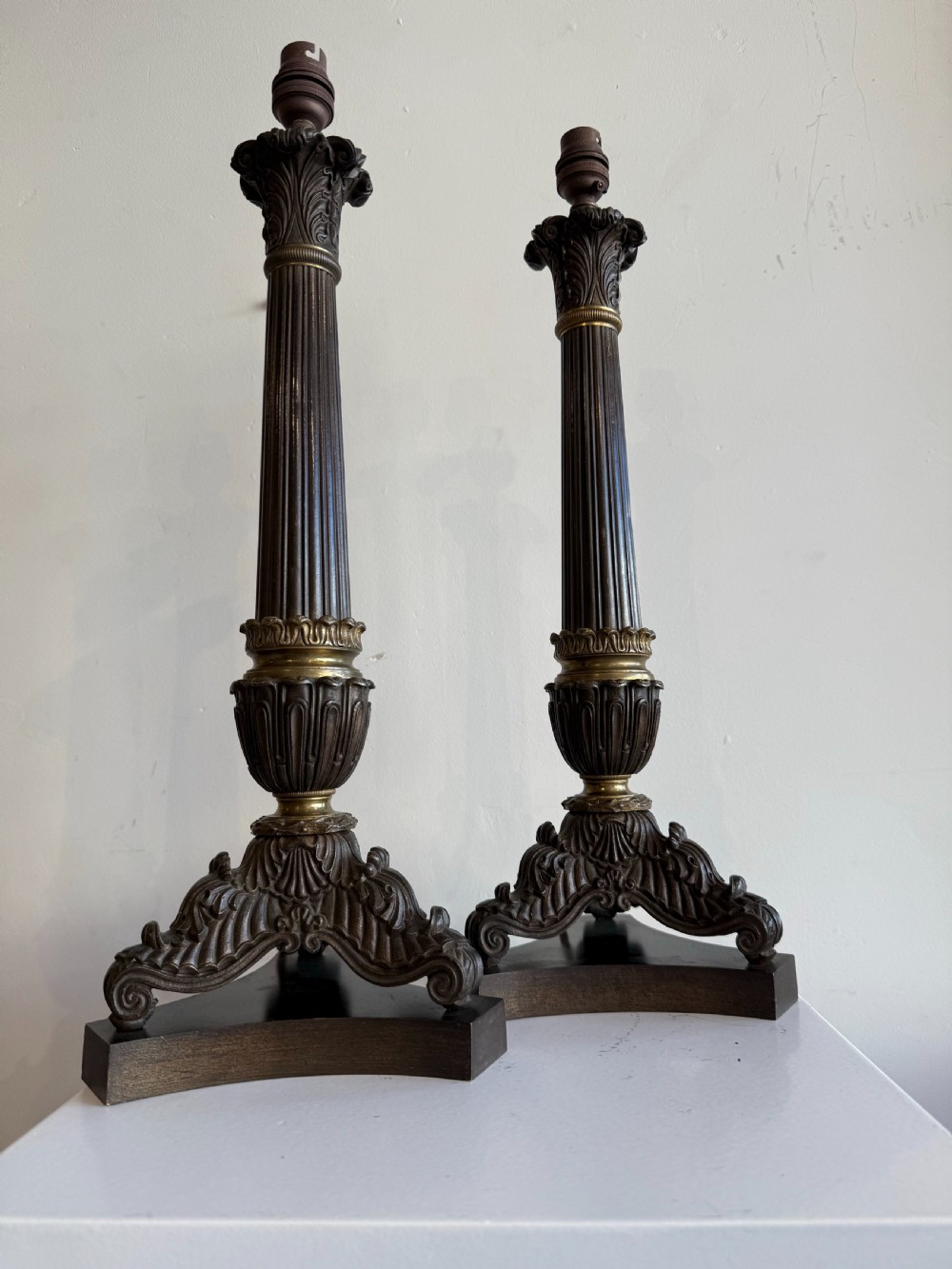 Pair of Antique bronze lamps View II