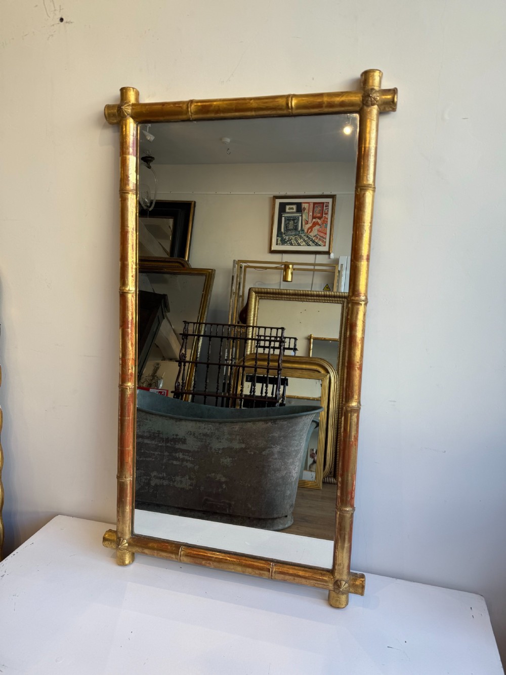Antique faux bamboo gilt mirror 
