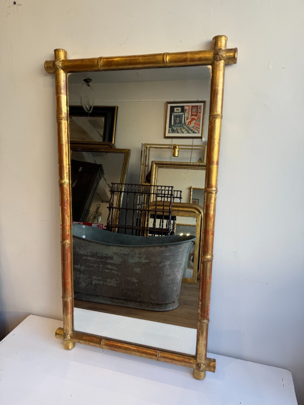 Antique faux bamboo gilt mirror  View II