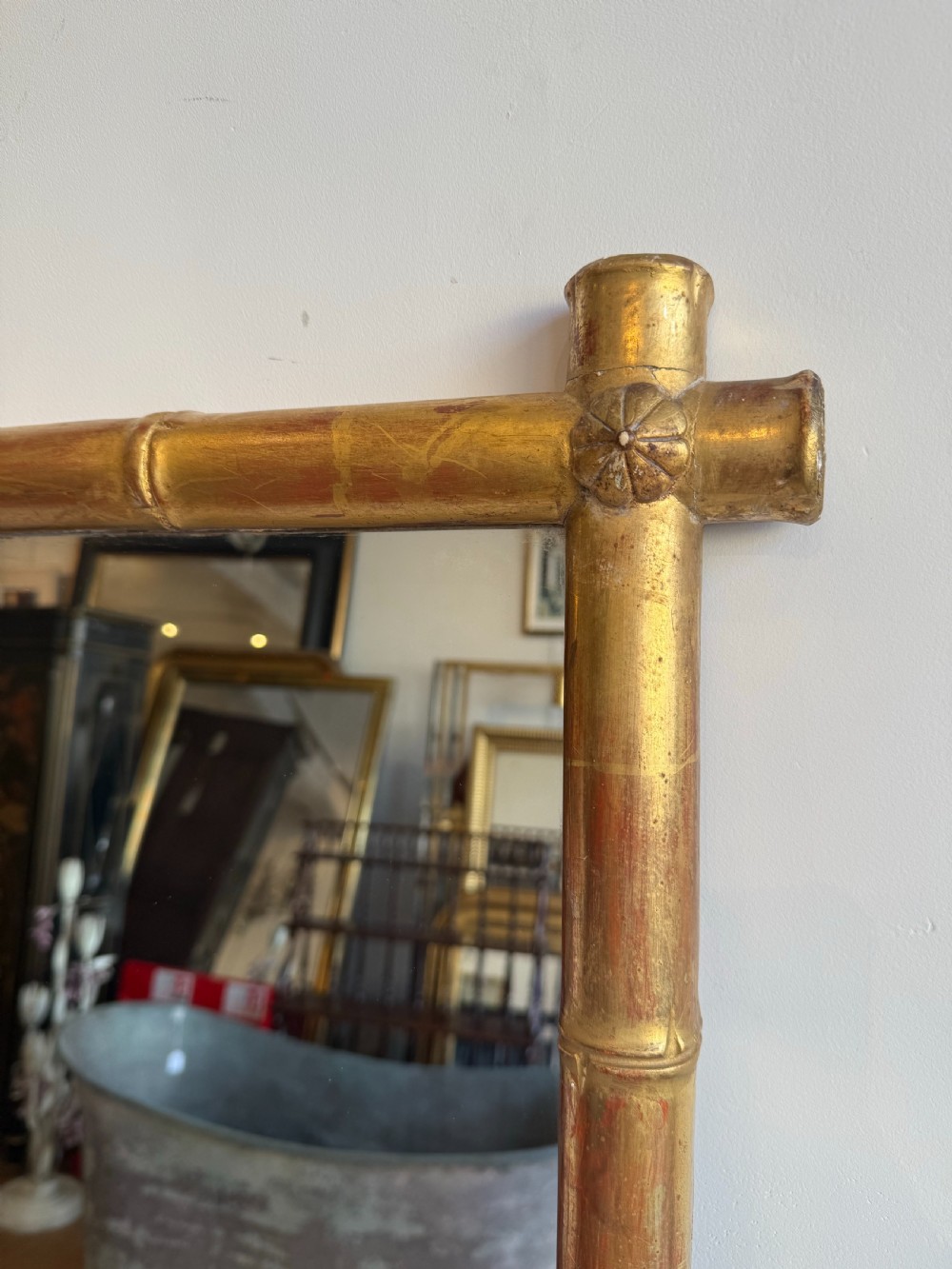 Antique faux bamboo gilt mirror  View III