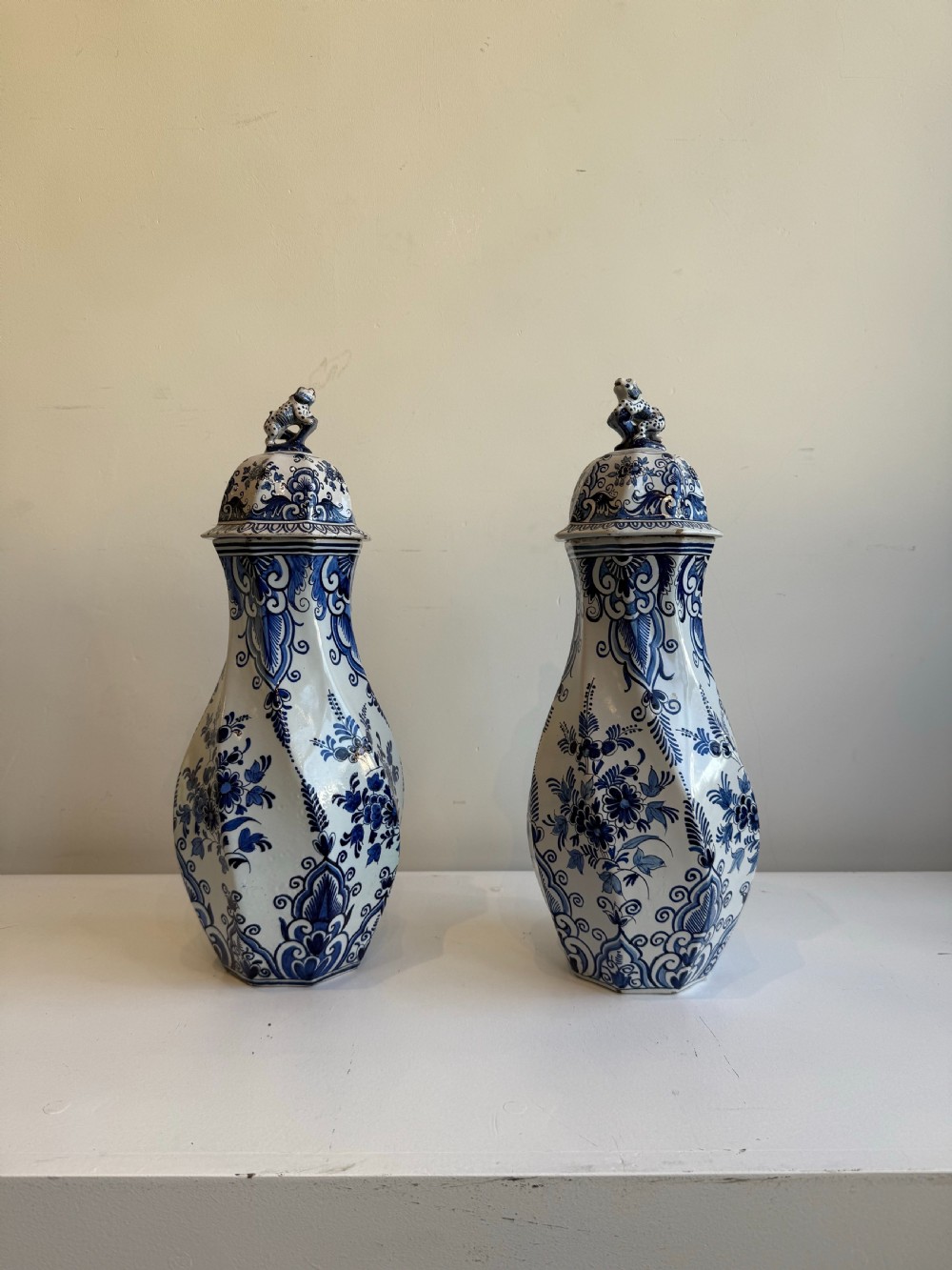 Delft vases with covers 