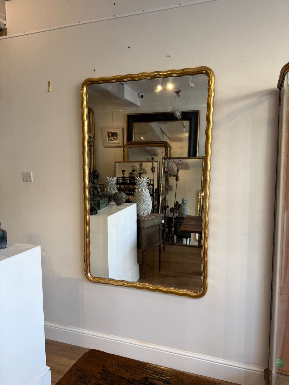 Large French wavy edge gilt mirror View II