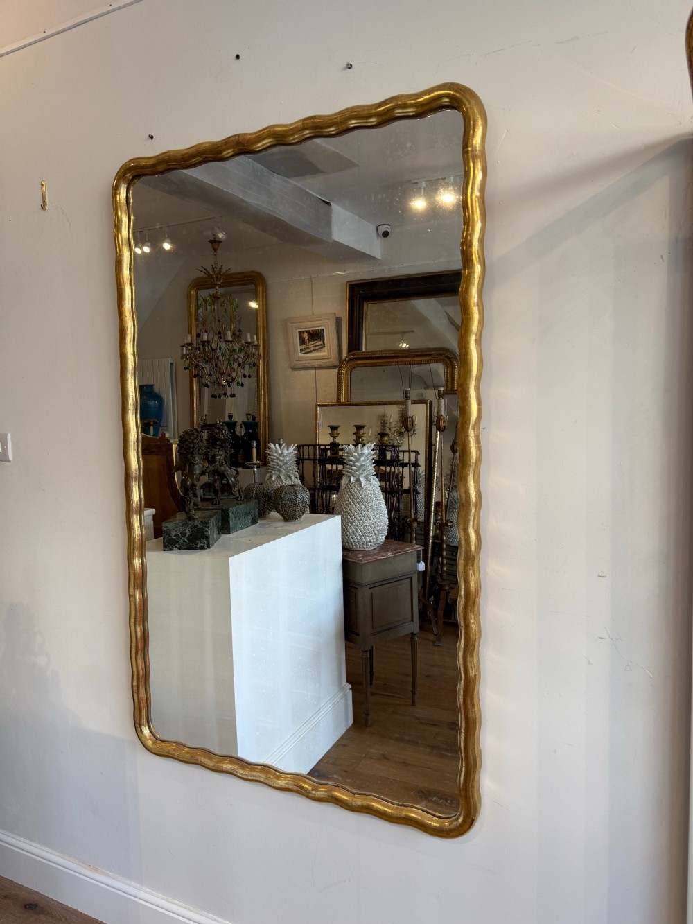 Large French wavy edge gilt mirror View III