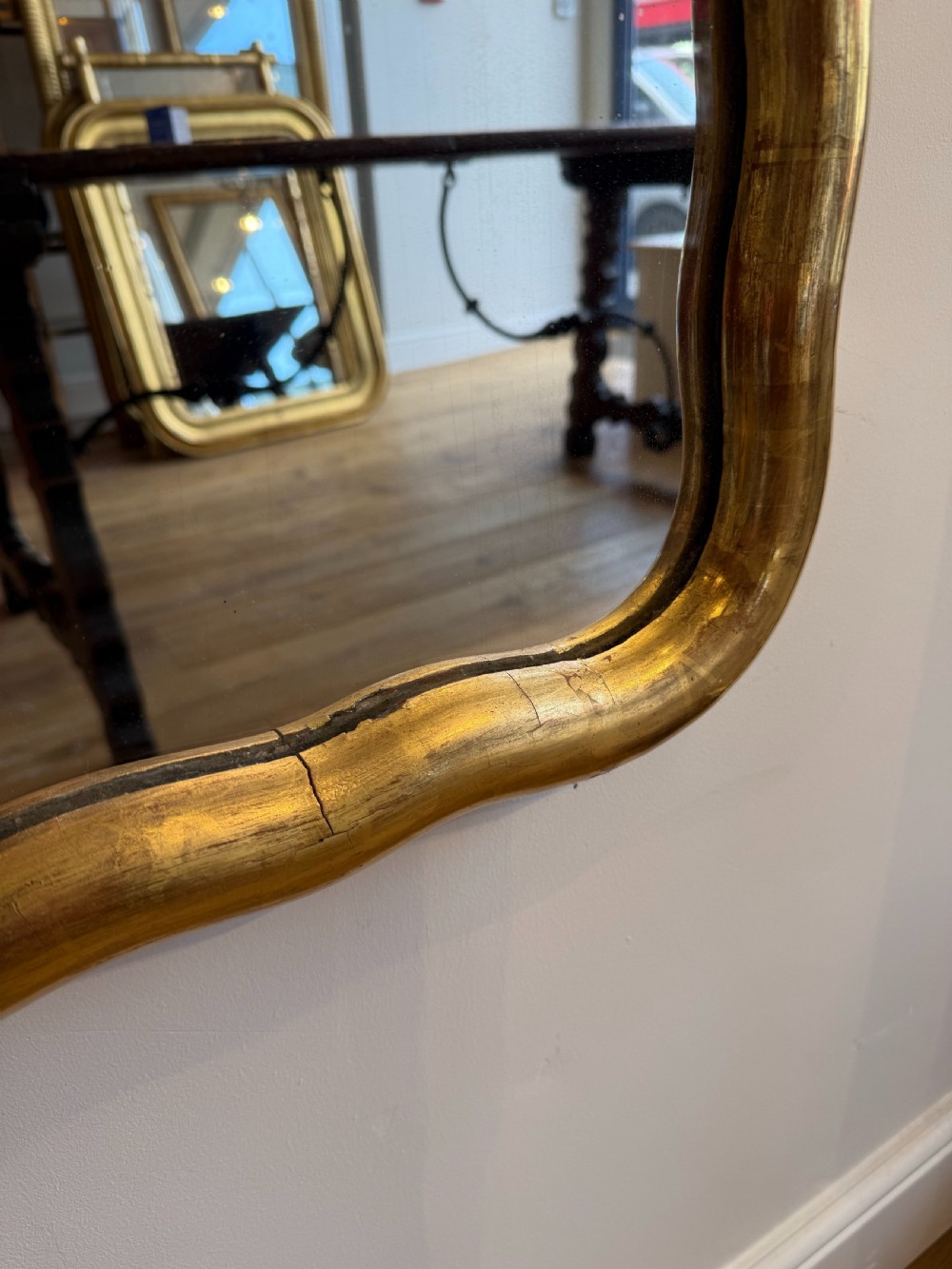 Large French wavy edge gilt mirror View VII
