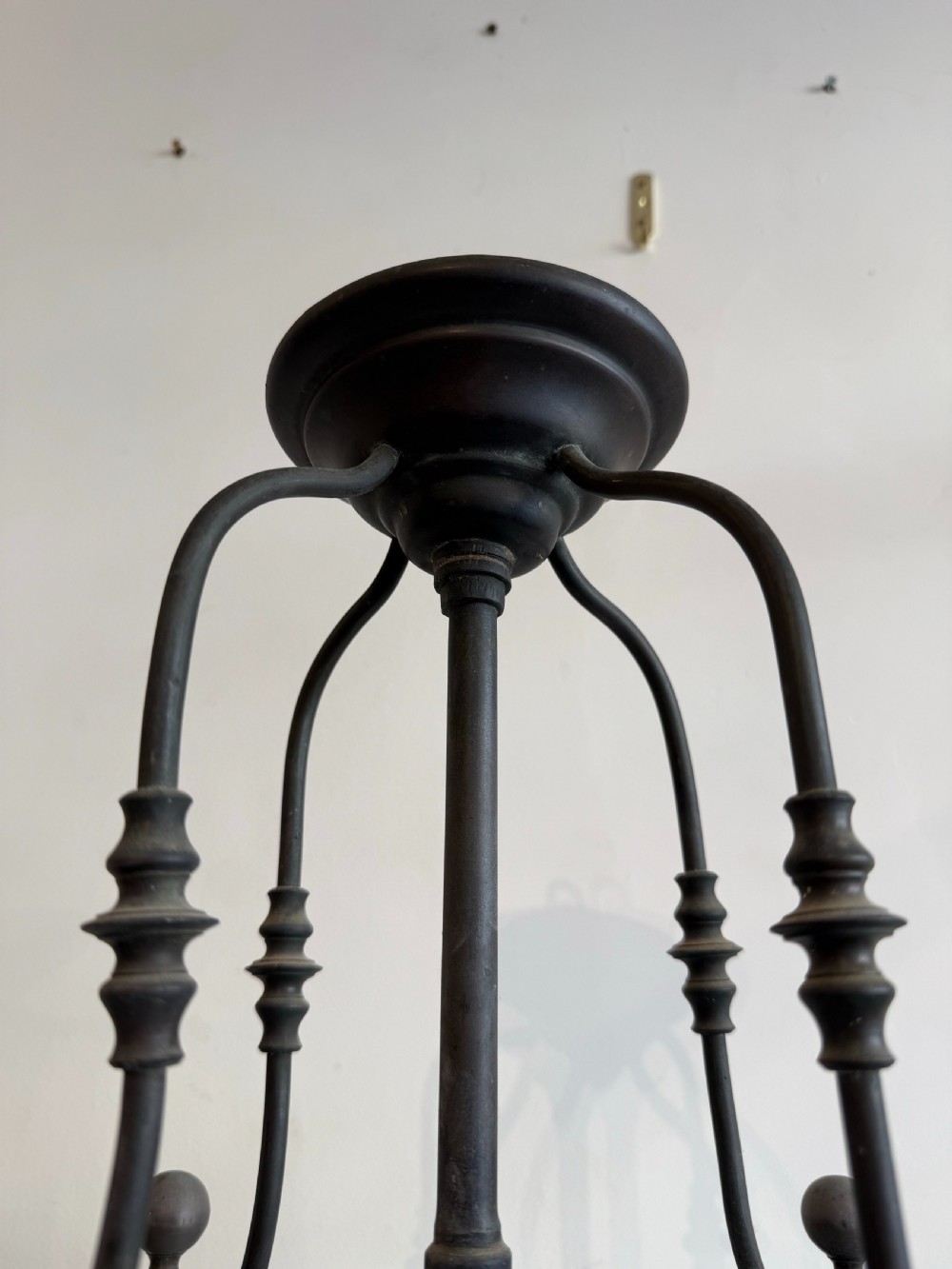 French antique bronze patina circular hall lantern  View IV