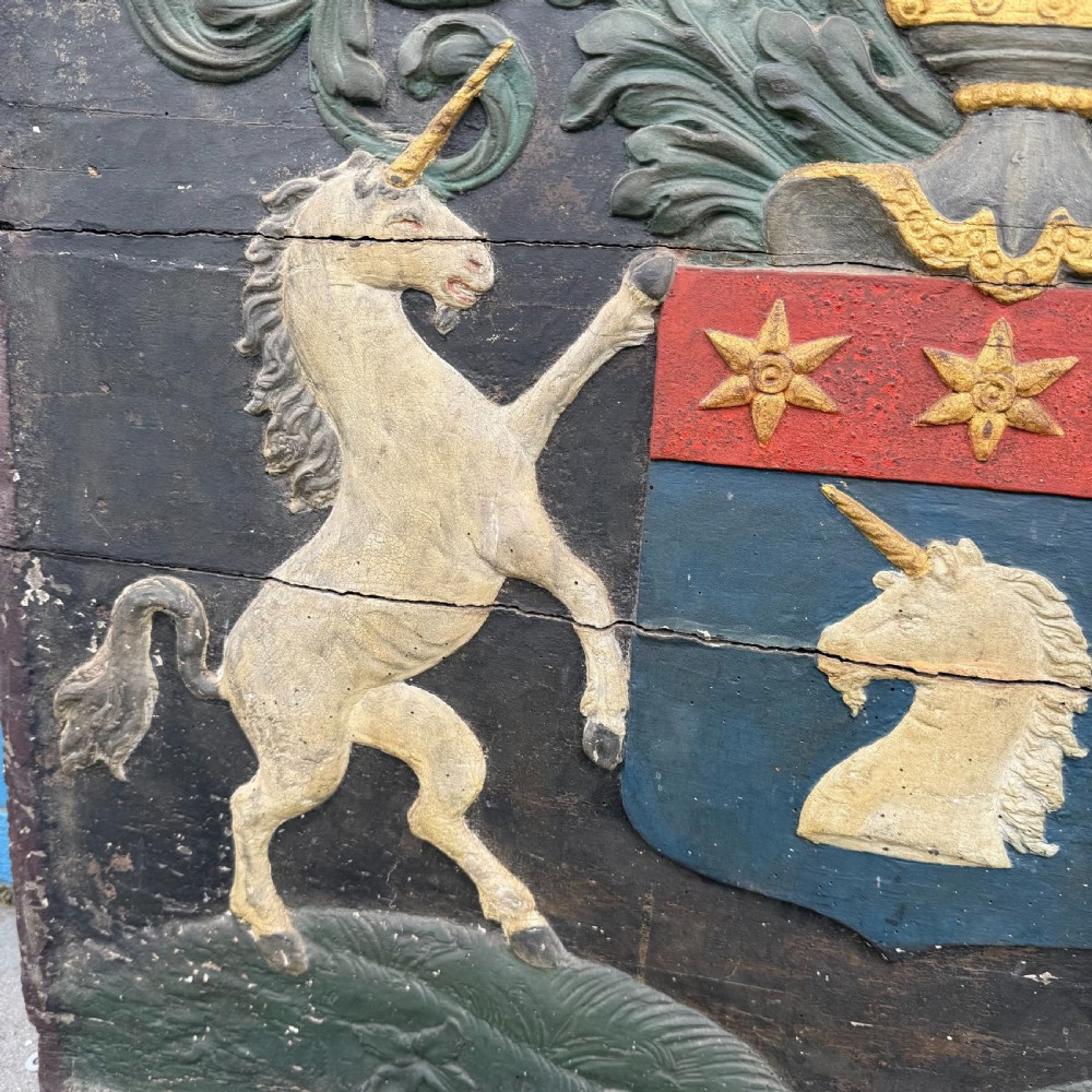 Carved coat of arms depicting unicorns View IV