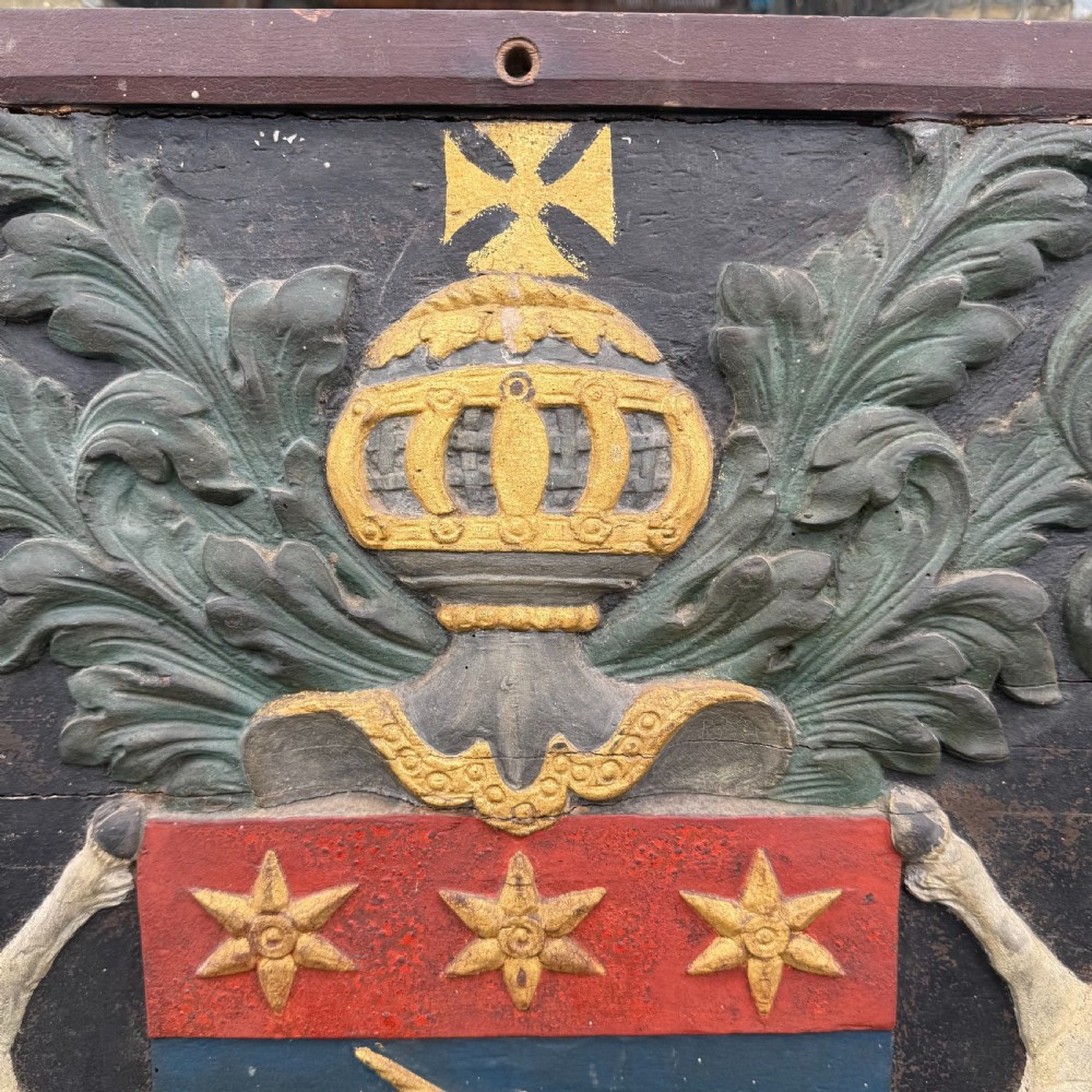 Carved coat of arms depicting unicorns View VII