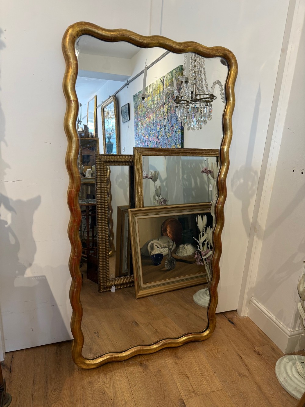 Large wavy edge mirror