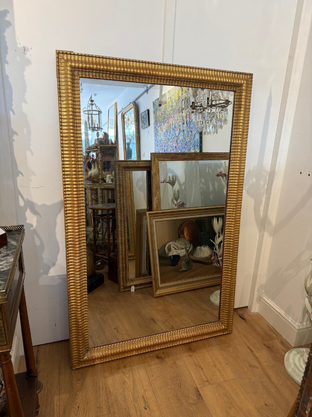 Large ripple frame mirror