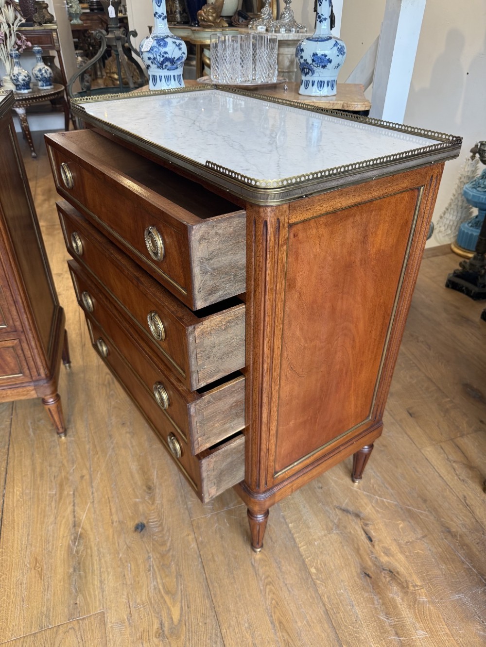 Pair of Louis XVI style mahogany commodes of small proportions View IV