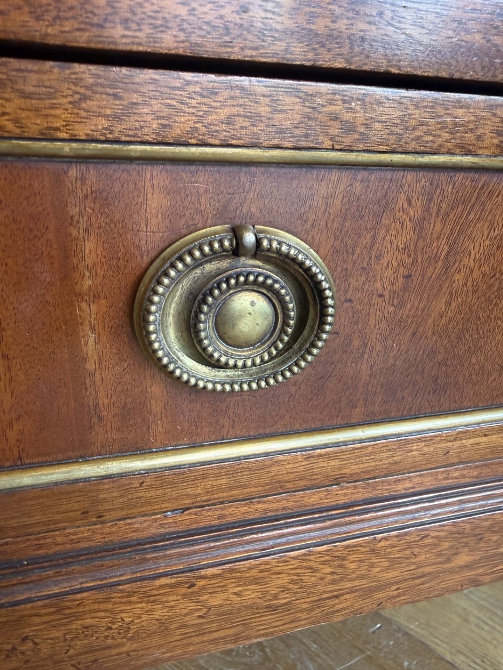 Pair of Louis XVI style mahogany commodes of small proportions View V