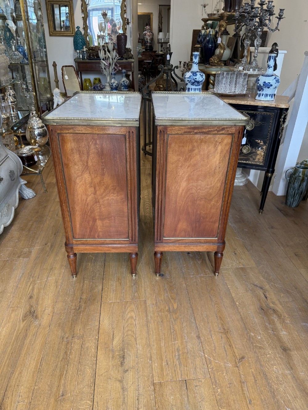Pair of Louis XVI style mahogany commodes of small proportions View VII