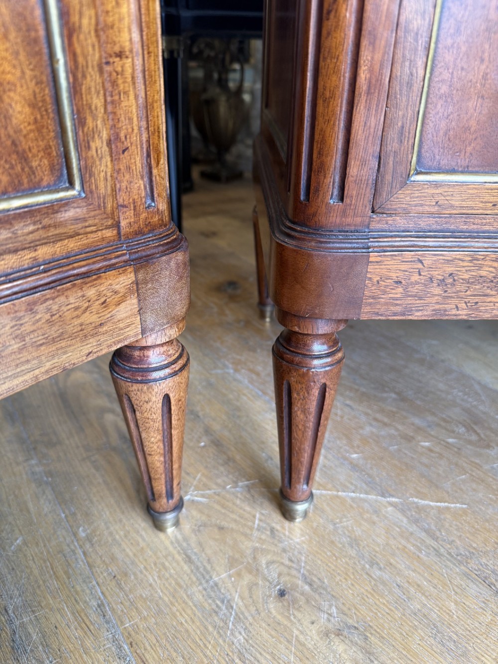 Pair of Louis XVI style mahogany commodes of small proportions View VIII