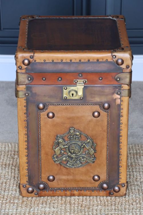 fig 1. Pair Leather Travelling Trunks / Sofa side Tables 