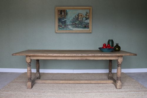 Large Bleached Oak Farmhouse Dining Table