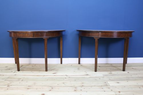 Pair of George III Mahogany Demi-lune Side Tables