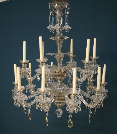 Early 20th-century Spanish Two Tier 16 Arm Glass Chandelier