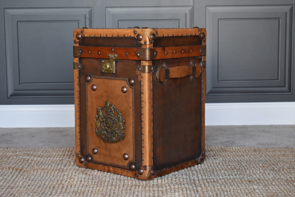 Pair Leather Travelling Trunks / Sofa side Tables  View IV