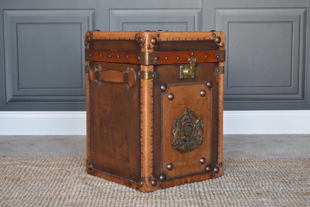 Pair Leather Travelling Trunks / Sofa side Tables  View III
