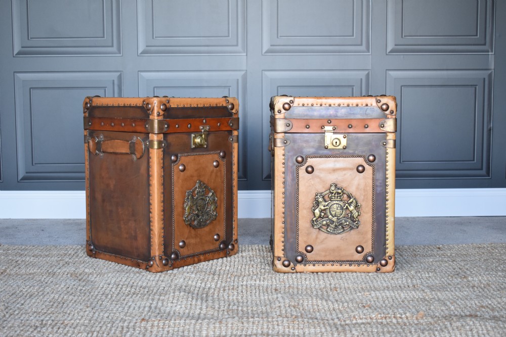 Pair Leather Travelling Trunks / Sofa side Tables  View VI