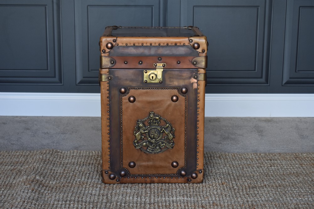 Pair Leather Travelling Trunks / Sofa side Tables  View IX