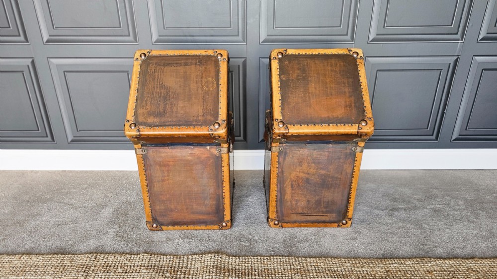 Pair Leather Travelling Trunks / Sofa side Tables  View XI